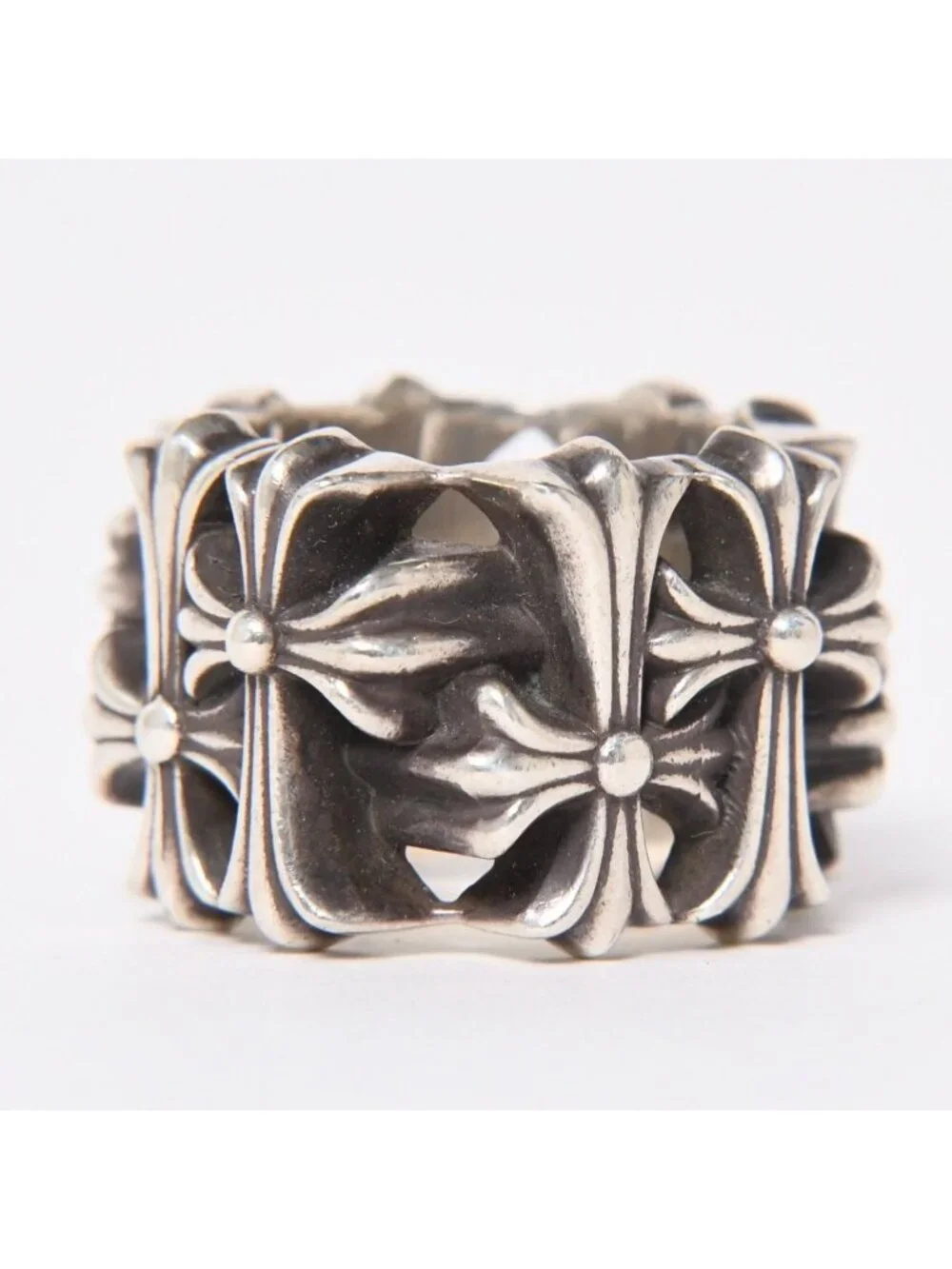 Chrome Hearts Cemetery Square Ring CH Cross 925 Sterling Silver